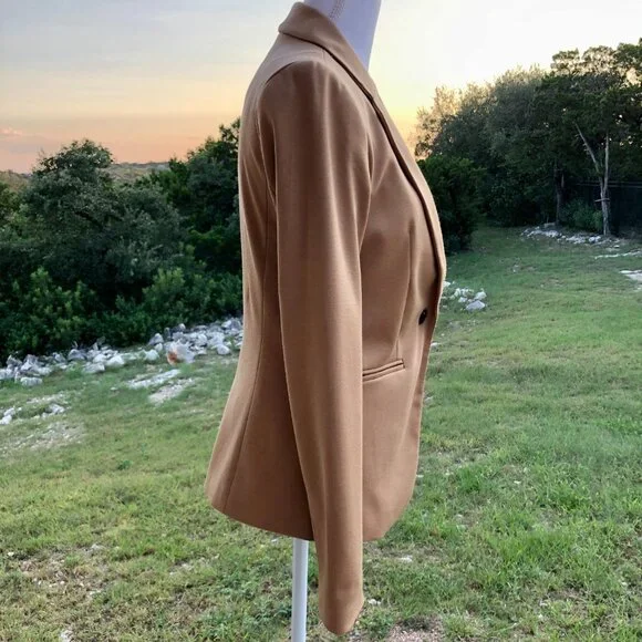 Tan Blazer Womens Small Long Sleeve Forever 21 Work Office Business Casual Fall - Picture 2 of 16